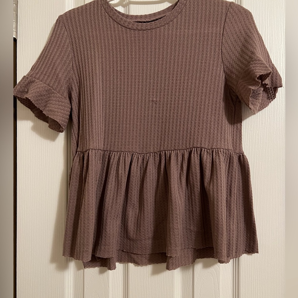 Women’s short sleeve waffle print blouse